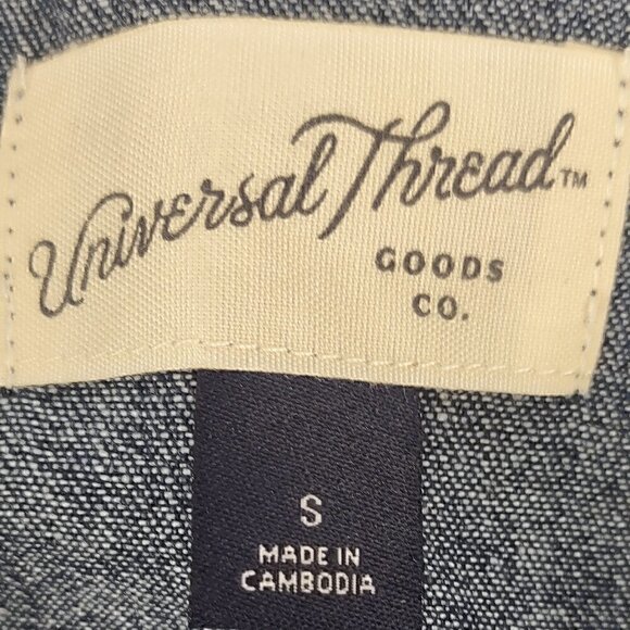 Universal Thread 100% Cotton Long Sleeve V-Neck Dark Blue Denim Top Size Small - Picture 9 of 10
